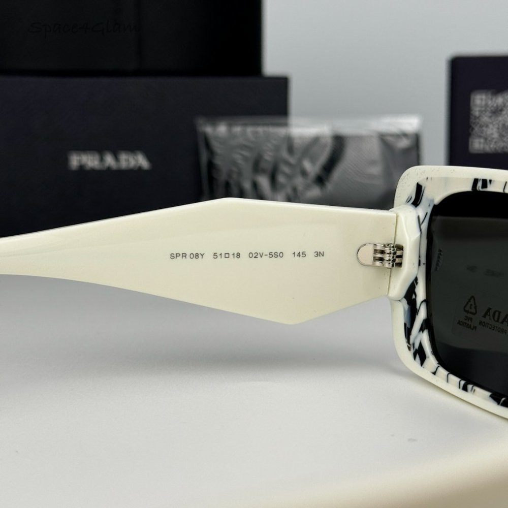 NEW Prada PR08YS 02V5S0 White Havana Black Gray Cat Eye Unisex Sunglasses - Picture 6 of 13